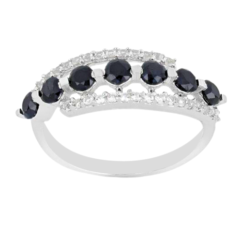 BUY STERLING SILVER BLACK SAPPHIRE GEMSTONE STYLISH RING